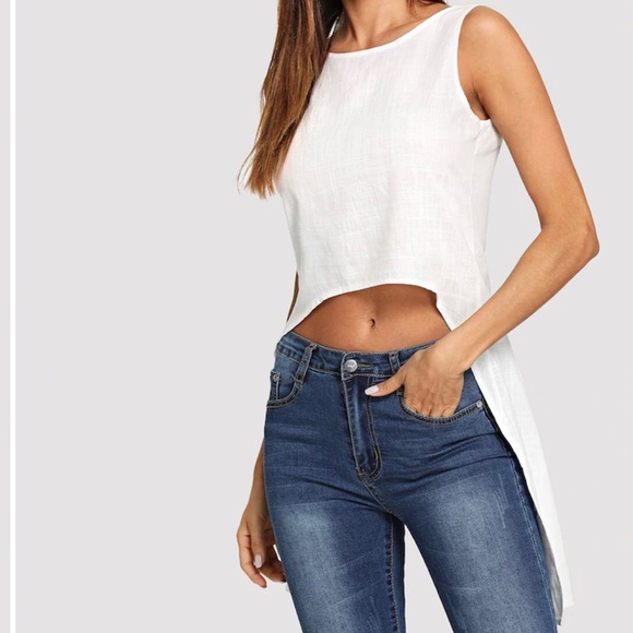 🆕High low linen white button back top 🥰 - Picture 5 of 7